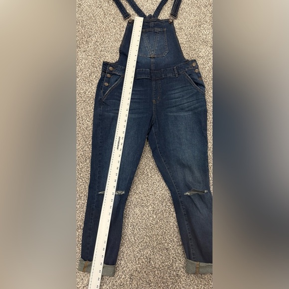 Dark Blue Jean Women's Refuge Overall Ripped Distressed Grunge Punk - Picture 12 of 13